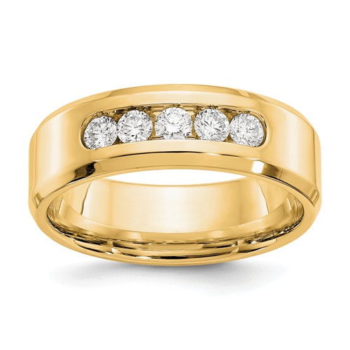 14k Yellow Gold 1/2 ct True Origin Created Diamond Men's Beveled Ring