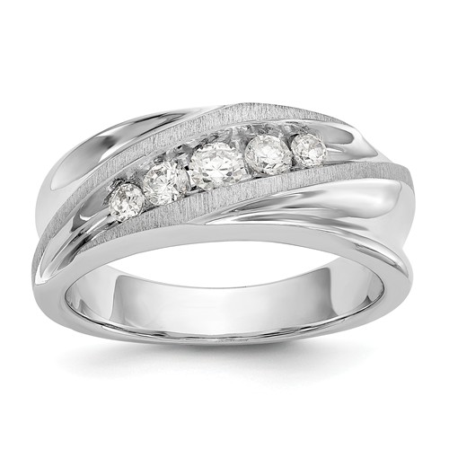 14k White Gold 1/2 ct True Origin Created Diamond Men's Swirl Ring ...