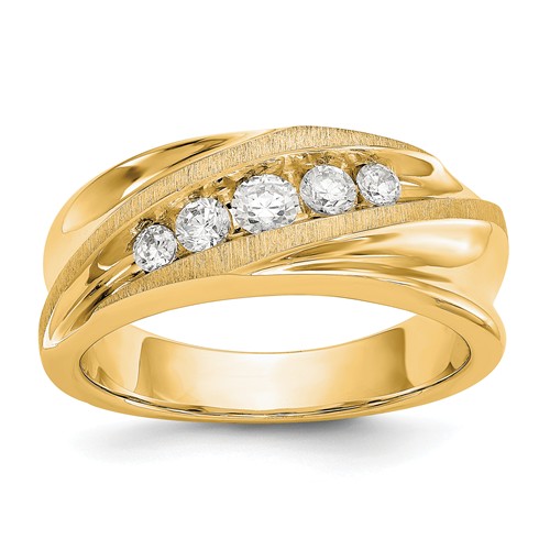 14k Yellow Gold 1/2 ct True Origin Created Diamond Men's Swirl Ring