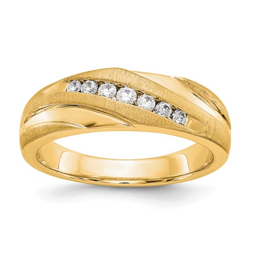 14k Yellow Gold 1/4 ct True Origin Created Diamond Men's Swirl Ring
