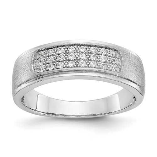14k White Gold 1/4 ct Created Diamond 3-Row Men's Ring RM3541-024-WLD