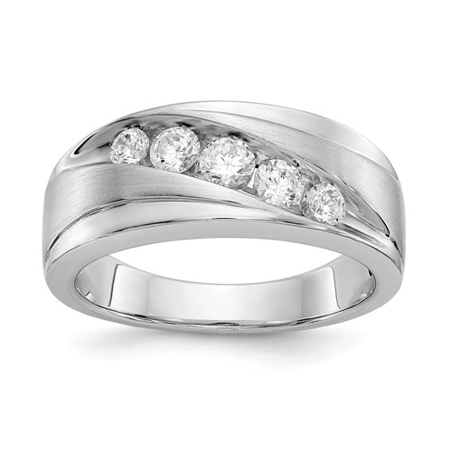 14k White Gold 1/2 ct True Origin Created Diamond 5-Stone Men's Ring