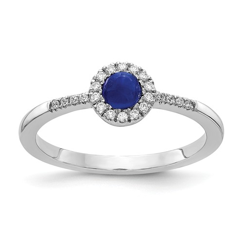 14k White Gold 0.5 ct Sapphire Halo Ring with Diamond Accents