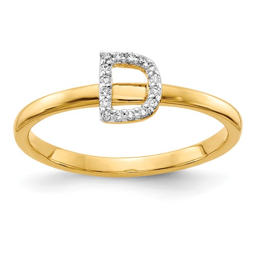 14k Yellow Gold Diamond Initial D Ring