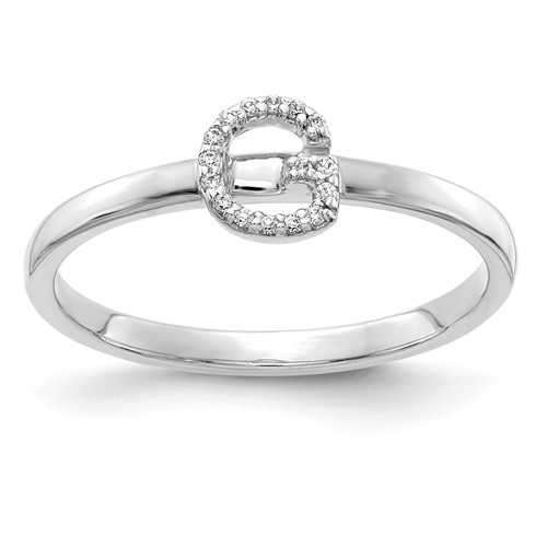 14k White Gold Diamond Initial G Ring