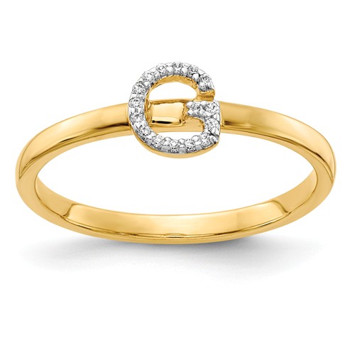 14k Yellow Gold Diamond Initial G Ring