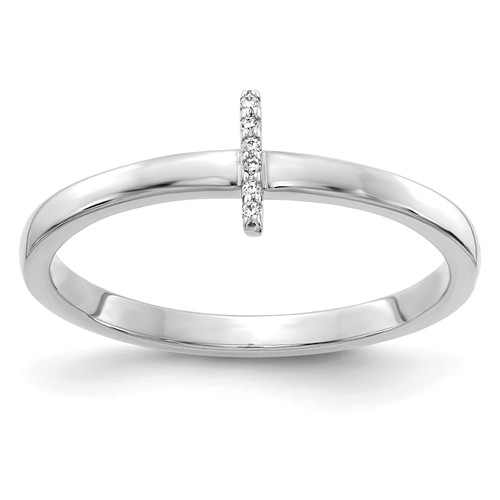14k White Gold Diamond Initial I Ring
