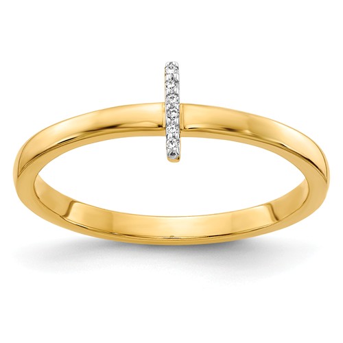 14k Yellow Gold Diamond Initial I Ring