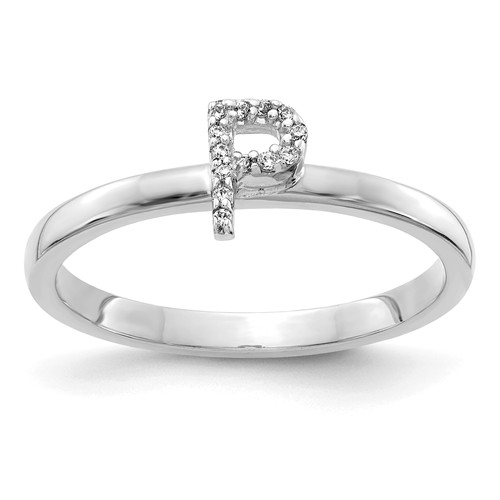 14k White Gold Diamond Initial P Ring SK2112PW | Joy Jewelers