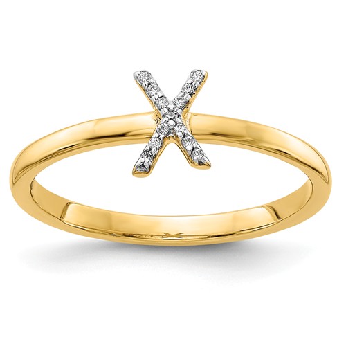 14k Yellow Gold Diamond Initial X Ring SK2112XY Joy Jewelers