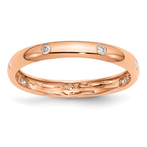 14k Rose Gold 1/10 ct tw Six Stone Diamond Bezel Ring 3mm