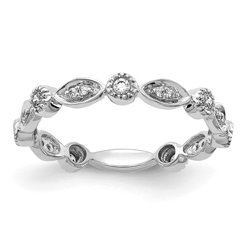 14k White Gold 1/5 ct tw Diamond Stackable Ring with Marquise Shapes