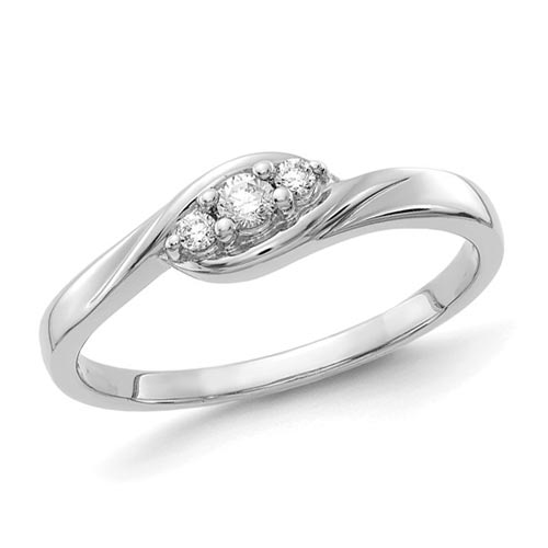 14k White Gold 1/10 ct Diamond 3-Stone Promise Ring