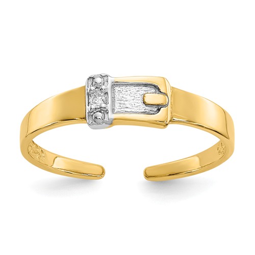 14k Yellow Gold .01ct Diamond Buckle Toe Ring