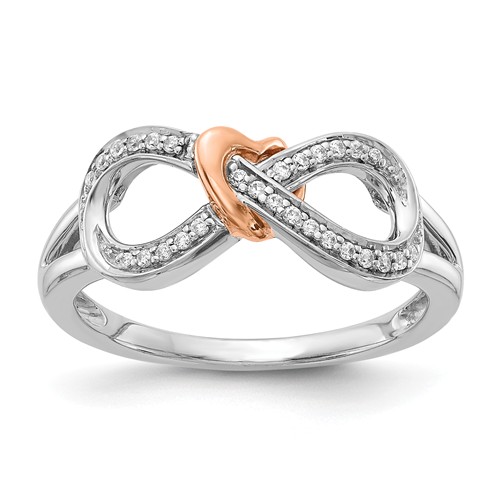 14k White and Rose Gold 1/10 ct Diamond Infinity Heart Promise Ring