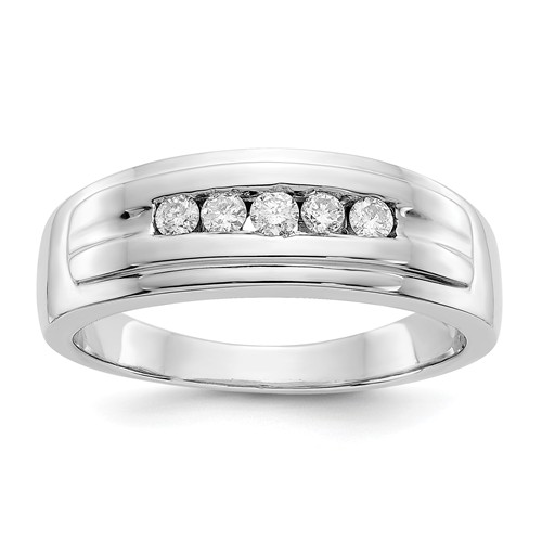14k White Gold Men's 1/4 ct tw Diamond Channel Set Wedding Band 8mm