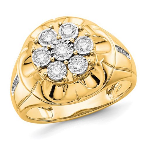 14k Yellow Gold Men's 3/5 ct tw Diamond Cluster Ring RM5839-062-YA