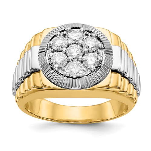 14k Two-tone Gold 1 ct tw Lab Grown Diamond Ring with Fluted Crown