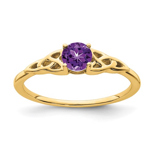 14k Yellow Gold Amethyst Celtic Knot Ring