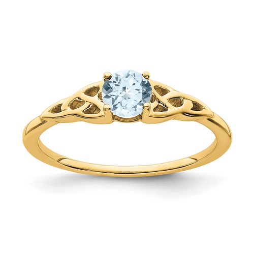 14k Yellow Gold Aquamarine Celtic Knot Ring