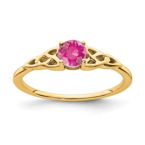 14k Yellow Gold Pink Tourmaline Celtic Knot Ring