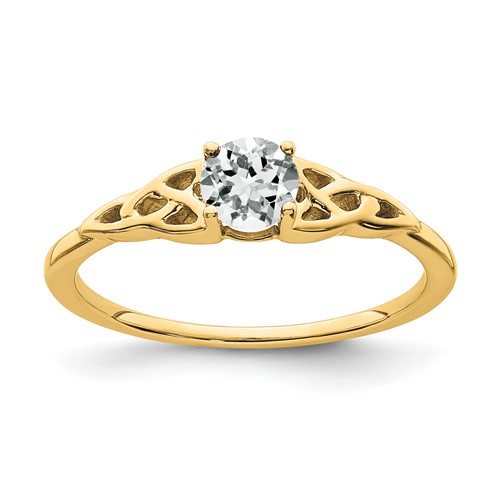 14k Yellow Gold White Topaz Celtic Knot Ring