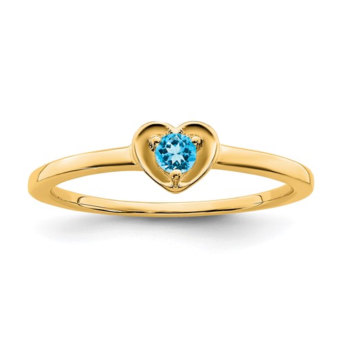 14k Yellow Gold Round Blue Topaz Heart Ring RM7397-BT-Y | Joy Jewelers