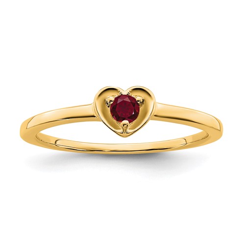 14k Yellow Gold Round Created Ruby Heart Ring RM7397-CRU-Y