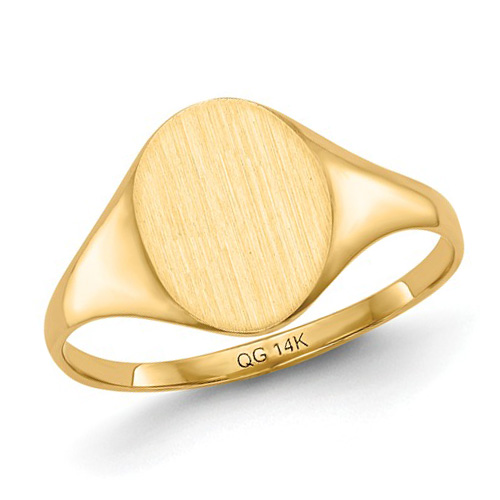 14kt Yellow Gold Ladies' Tapered Signet Ring with Solid Back