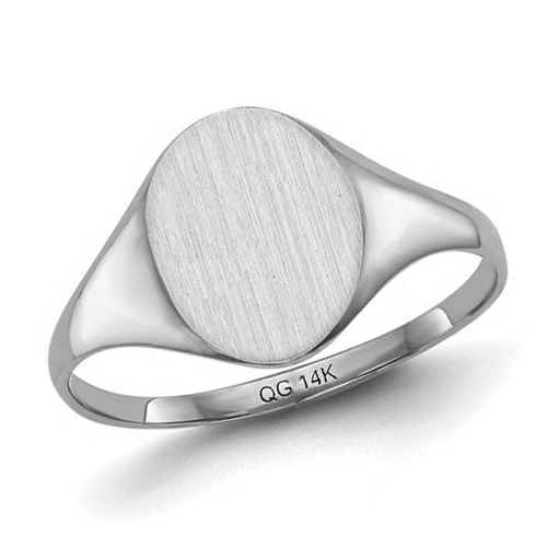 14kt White Gold Ladies' Tapered Signet Ring with Solid Back