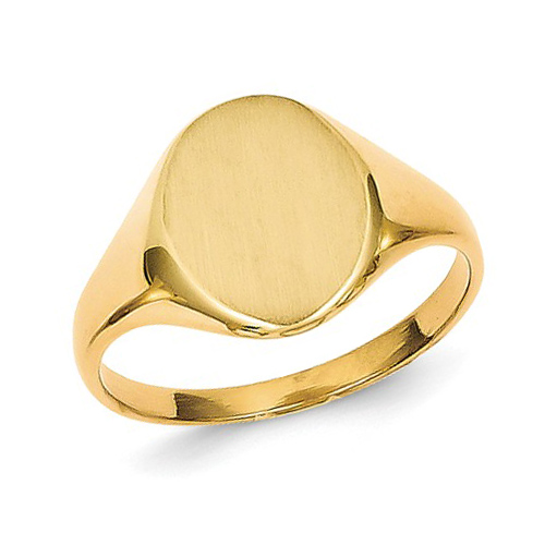 14kt Yellow Gold Ladies' Slender Solid Back Signet Ring