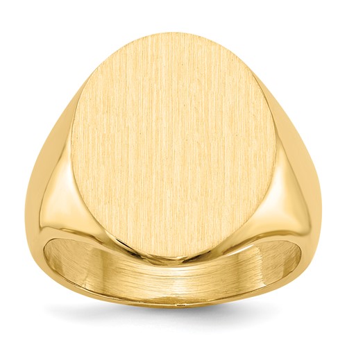 14k Yellow Gold Men's Classic Medium Signet Ring with Closed Back