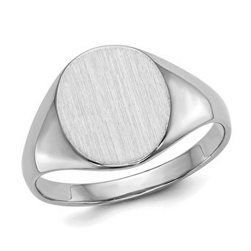 14kt White Gold Ladies' Oval Signet Ring with Open Back
