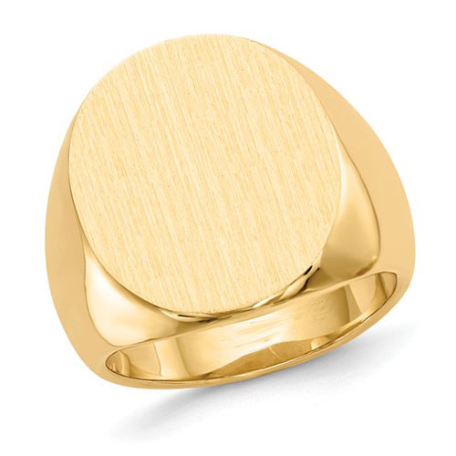 14k Yellow Gold Men's Classic Oval Signet Ring with Solid Back