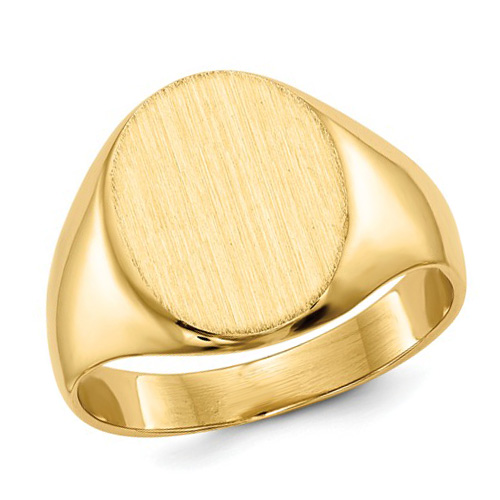 14kt Yellow Gold Ladies' Oval Signet Ring with Solid Back