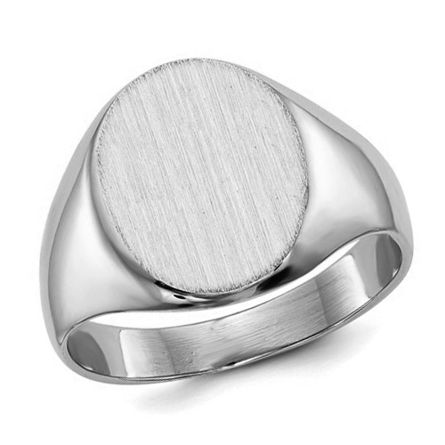 14kt White Gold Ladies' Oval Signet Ring with Solid Back