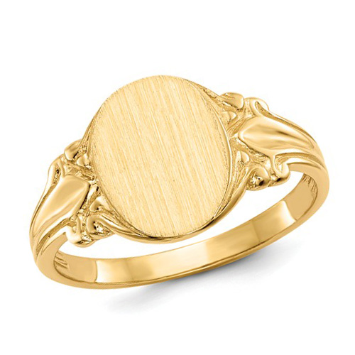 14kt Yellow Gold Ladies' Small Fancy Signet Ring with Open Back