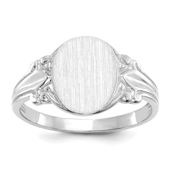 14kt White Gold Ladies' Small Fancy Signet Ring with Open Back