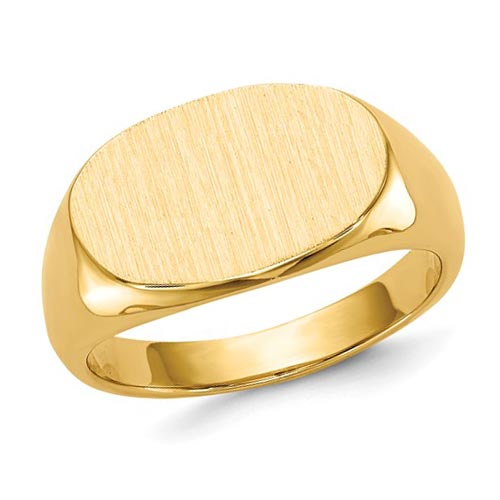 14k Yellow Gold Sideways Oval Signet Ring with Closed Back
