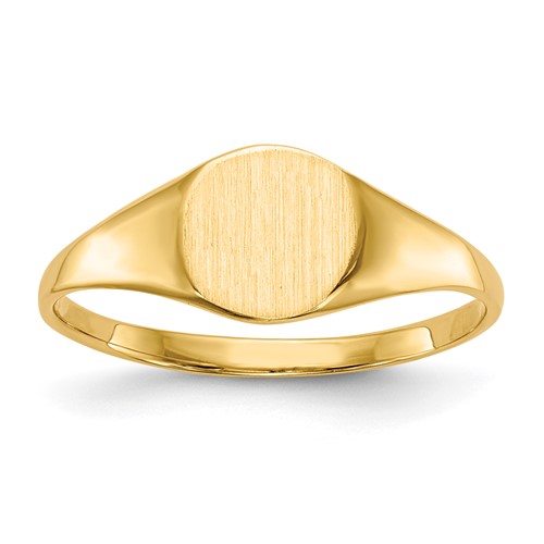 14k Yellow Gold Petite Round Signet Ring with Closed Back