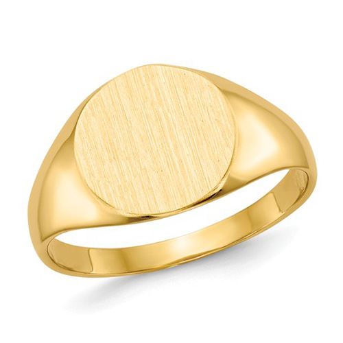 14kt Yellow Gold Ladies' Round Signet Ring with Solid Back