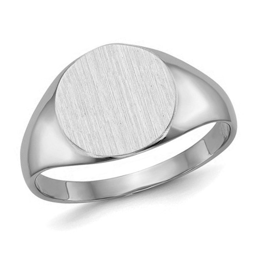 14kt White Gold Ladies' Round Signet Ring with Solid Back