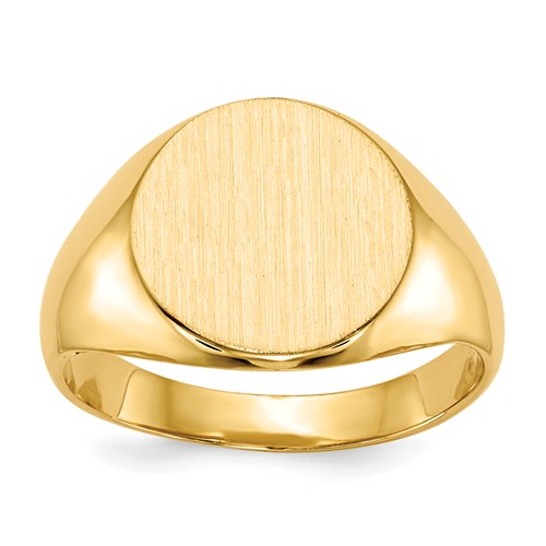 Ladies' Round Signet Ring with Solid Back 14k Yellow Gold