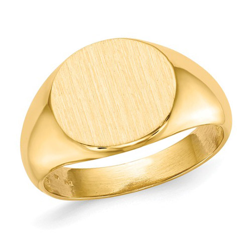 14k Yellow Gold Men's Signet Pink Ring Open Back