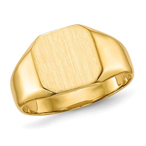 14k Yellow Gold Ladies' Octagonal Signet Ring with Solid Back