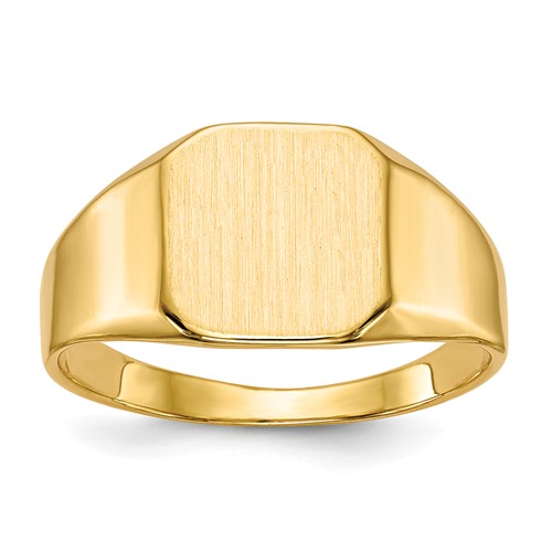 Men's Octagonal Signet Ring with Solid Back 14k Yellow Gold
