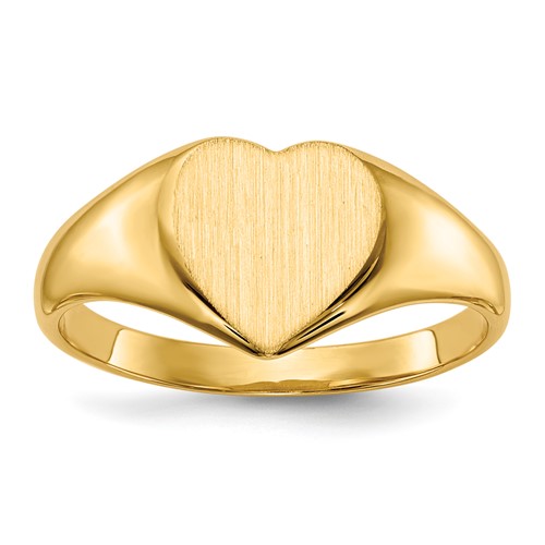 14k Yellow Gold 9mm Heart Signet Ring with Closed Back