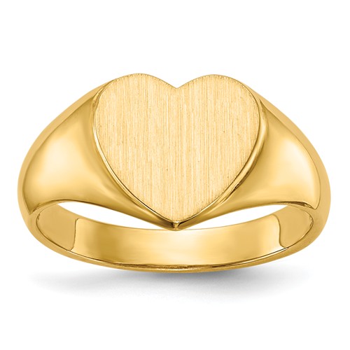 14k Yellow Gold Heart Signet Ring with Open Back