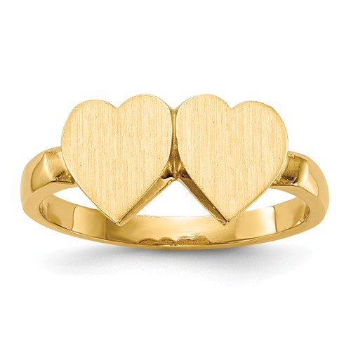 Ladies' Signet Ring with Hearts 14k Yellow Gold