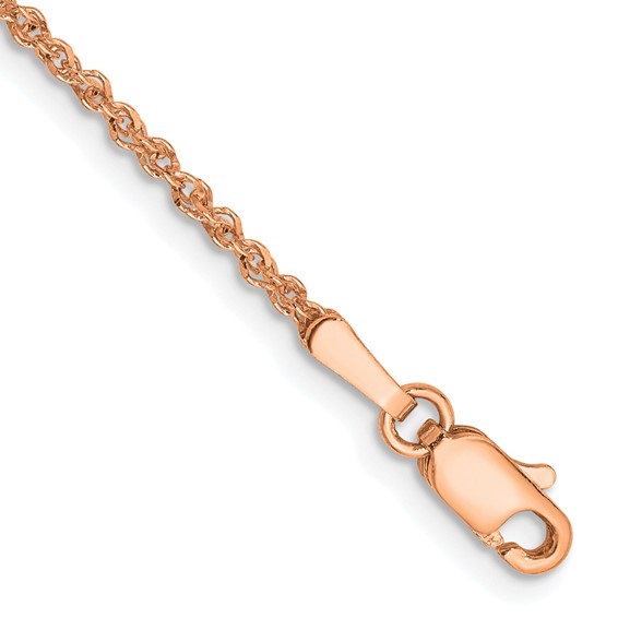 14kt Rose Gold 24in Rope Chain .7mm